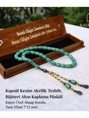 Kapsül Kesim Model Ahşap Kutulu Akrilik Tesbih ( Toz kehribar)