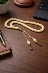 Kapsül Kesim Model Ahşap Kutulu Akrilik Tesbih ( Toz kehribar)