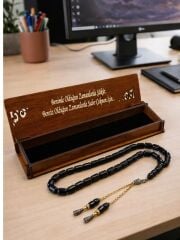 Kapsül Kesim Model Ahşap Kutulu Akrilik Tesbih ( Toz kehribar)