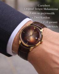 Cortebert Kristal Cam Erkek Kol Saati Deri Kordon