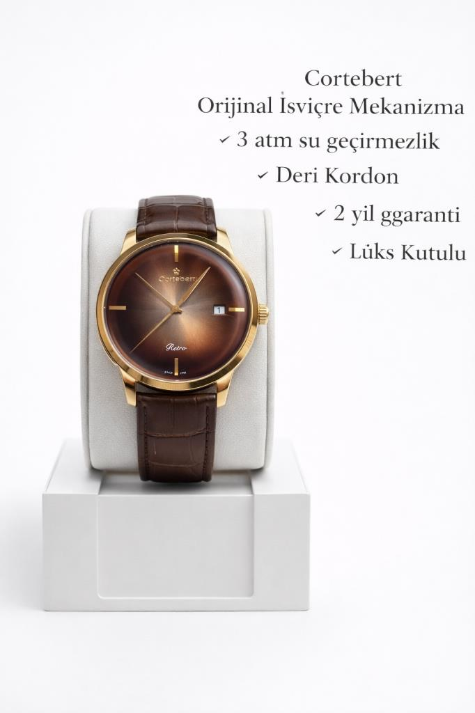 Cortebert Kristal Cam Erkek Kol Saati Deri Kordon