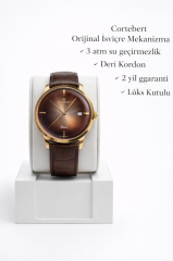 Cortebert Kristal Cam Erkek Kol Saati Deri Kordon