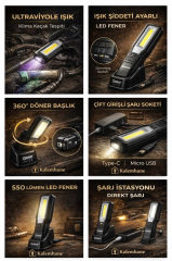 Kalemhane ARM Çok Fonksiyonlu Tamirci Led Fener 550 Lümen