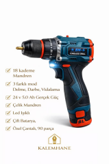 Gerçek Güç Darbeli 90 Parça, Çift Batarya Vidalama Seti 24 v 5 ah