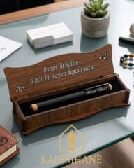 Bambu Aksesuarlı Kişiye Özel Roller Kalem Ahşap Kutulu