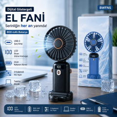Kalemhane Dijital Göstergeli Hareketli Başlık El Fanı Siyah