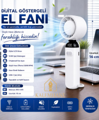 Kalemhane Dijital Göstergeli 5 Kademeli Hareketli Başlık El Fanı Mavi