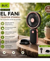 Kalemhane Mini El Fanı- 3 Kademeli Turbo Güç Pembe