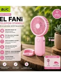 Kalemhane Mini El Fanı- 3 Kademeli Turbo Güç Pembe