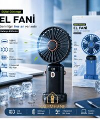 Kalemhane Dijital Göstergeli Hareketli Başlık El Fanı Mavi